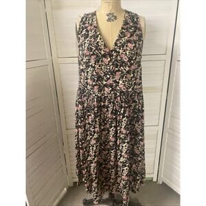 80s 90s Phases Cotton Shirt Dress Floral Homestead Cottage Core Sz Medium